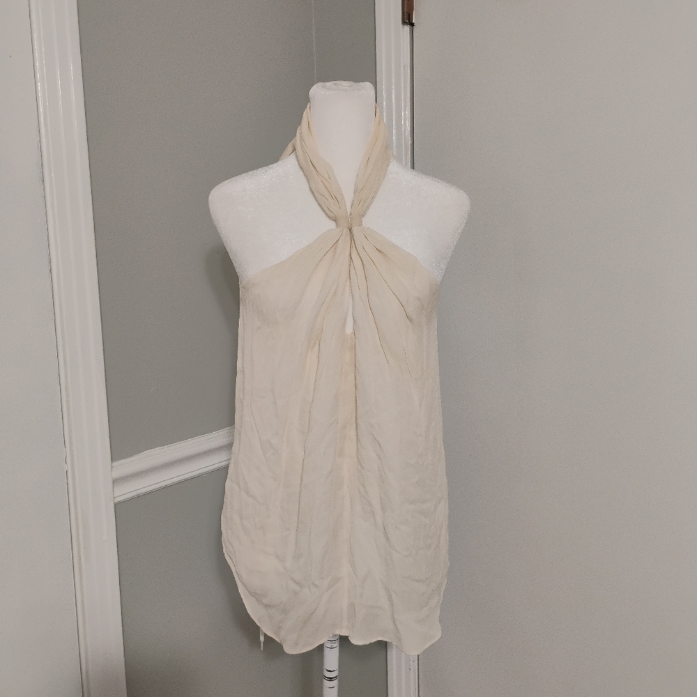 A.L.C. Women's Cream Criss Cross Silk Halter Top Sz S 2012 Collection